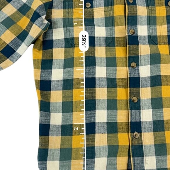 Woolrich Men's Yellow/Blue Long Sleeve Flannel Plaid Button Down Size L - Picture 7 of 11
